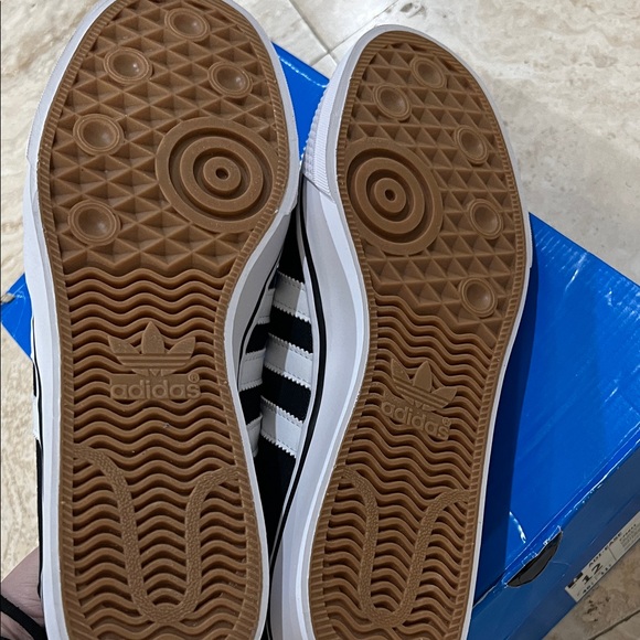 Adidas Men's Black Sneakers with White Stripes - Picture 6 of 7